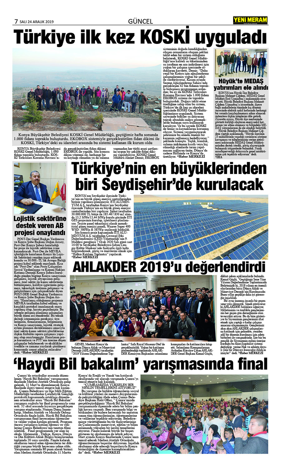 24 Aralık 2019 Yeni Meram Gazetesi