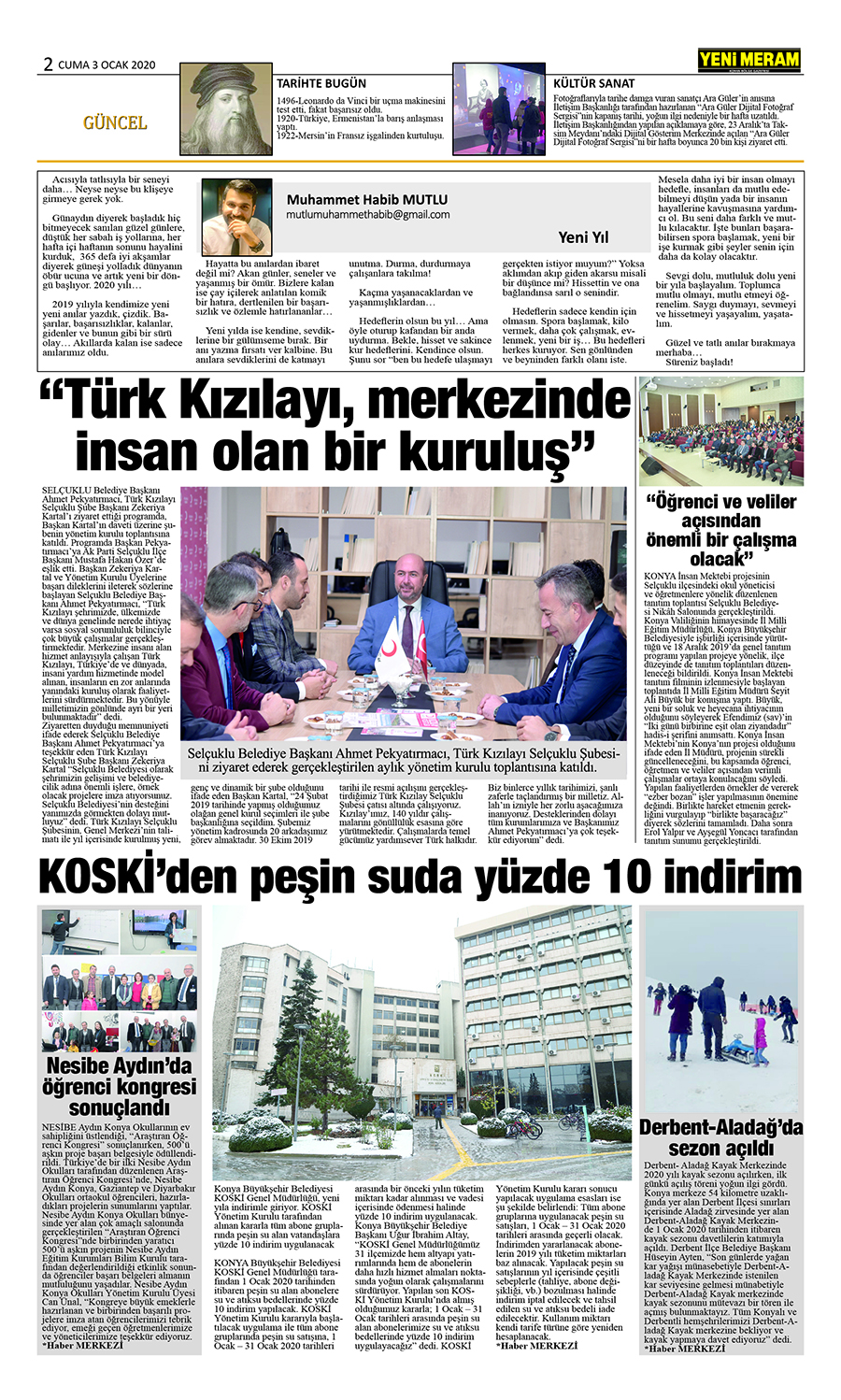 3 Ocak 2020 Yeni Meram Gazetesi