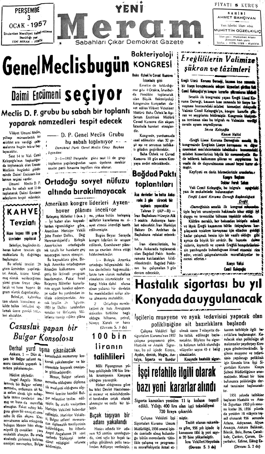 3 Ocak 2020 Yeni Meram Gazetesi