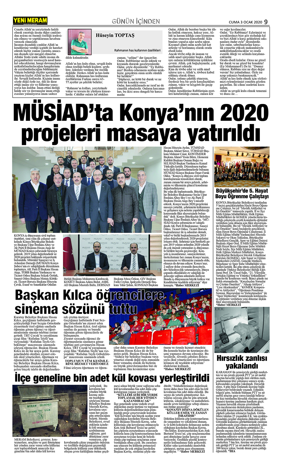 3 Ocak 2020 Yeni Meram Gazetesi