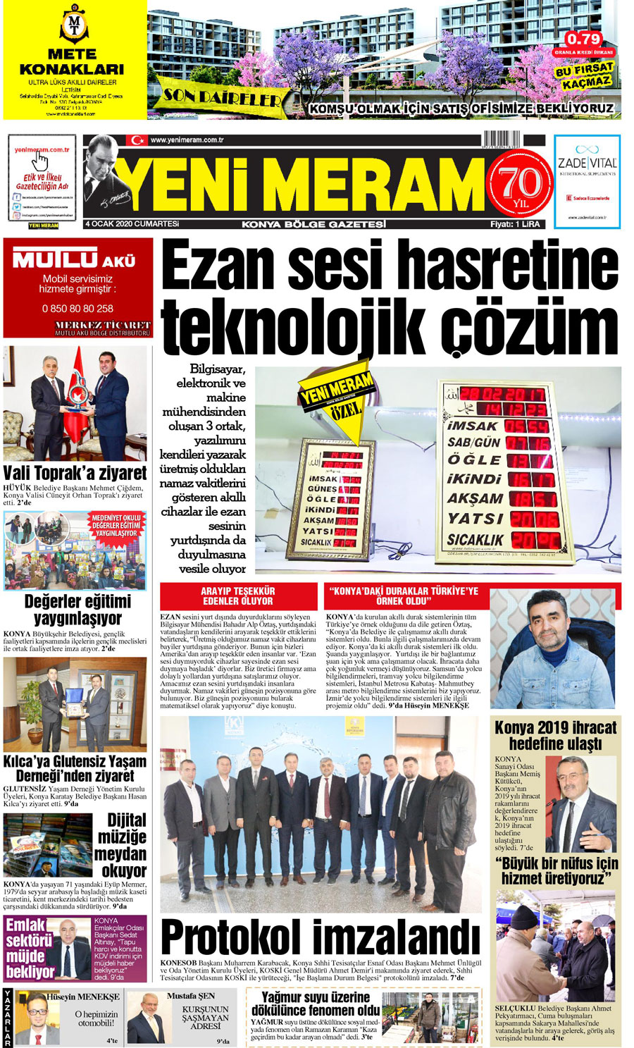 4 Ocak 2020 Yeni Meram Gazetesi