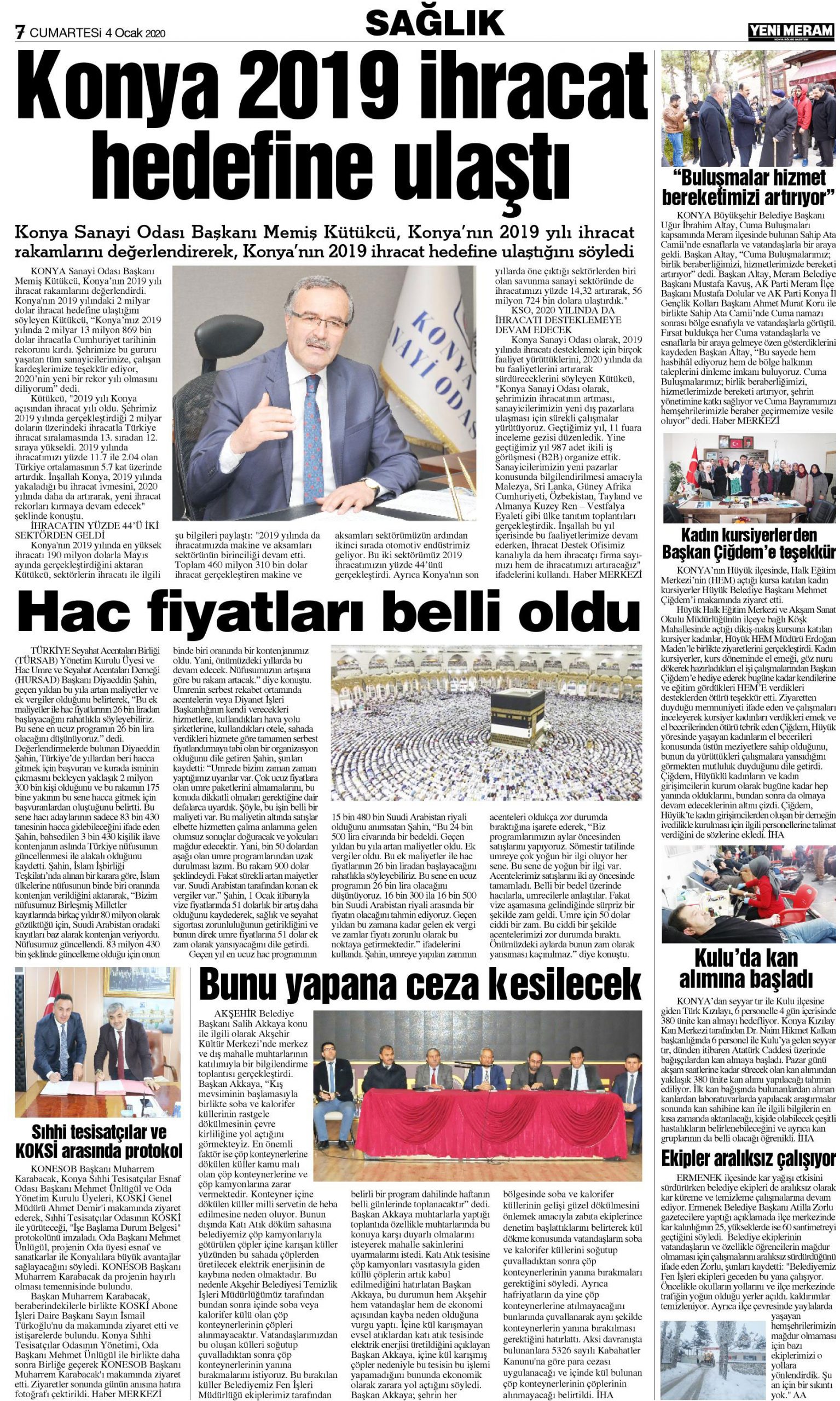 4 Ocak 2020 Yeni Meram Gazetesi