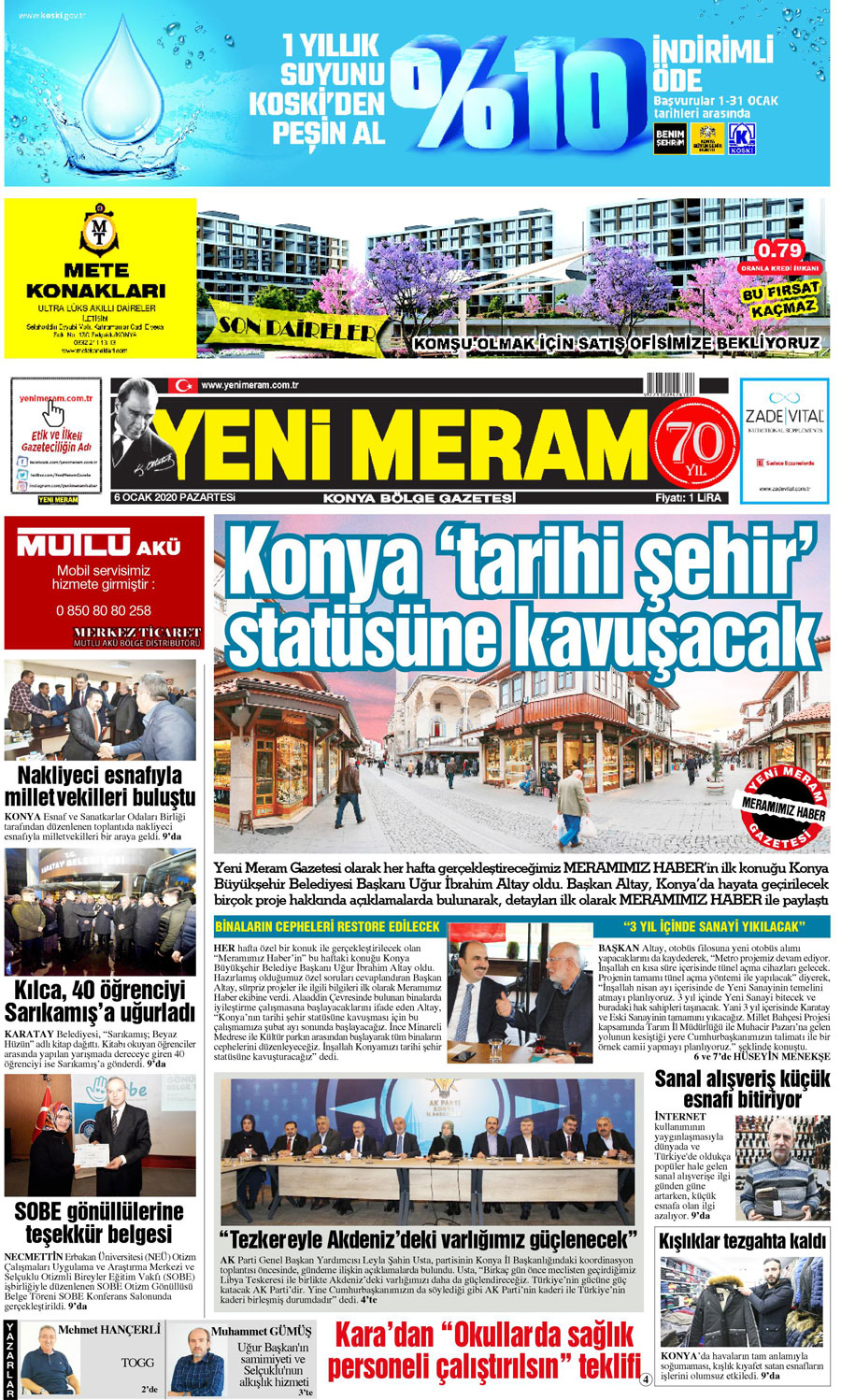 6 Ocak 2020 Yeni Meram Gazetesi