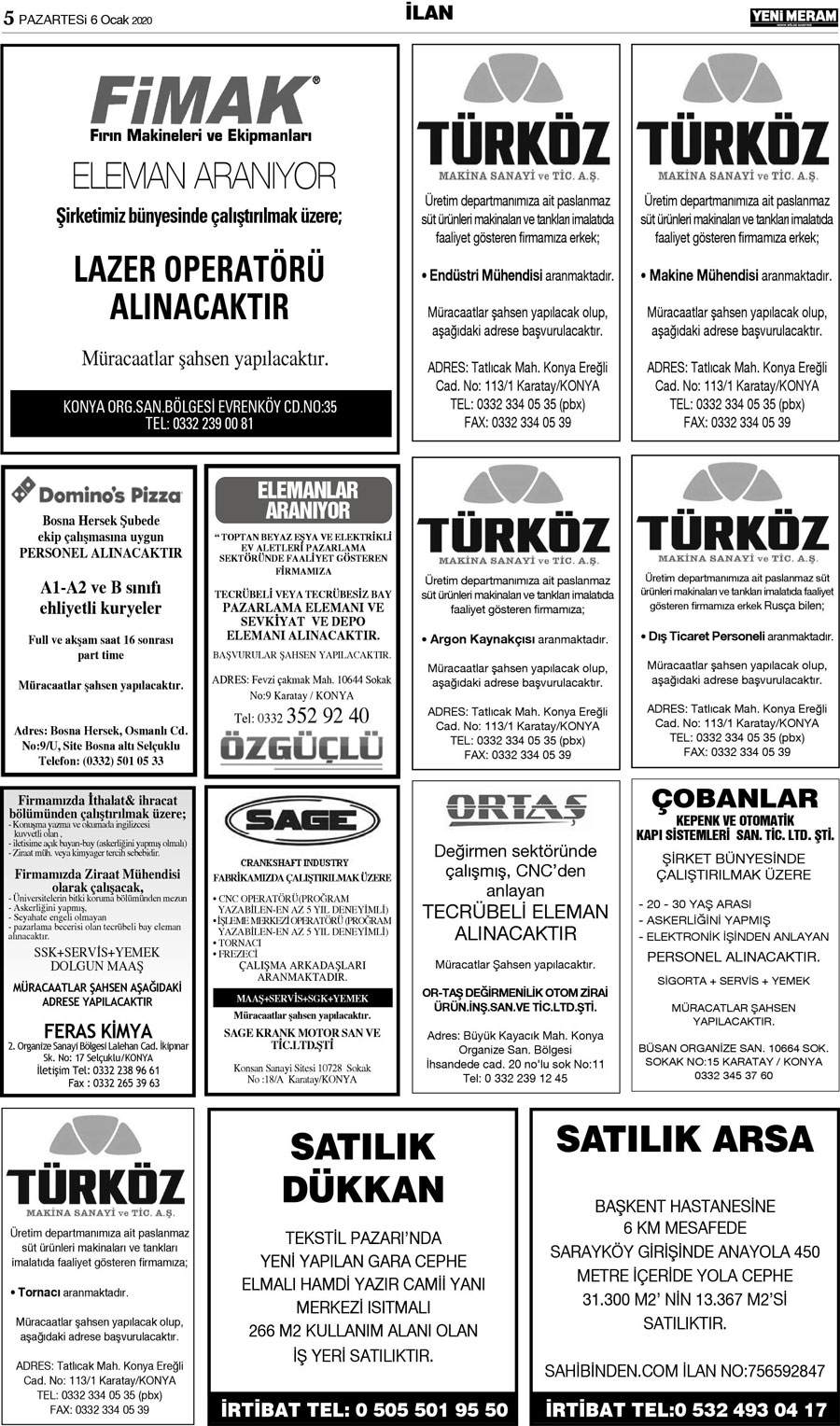 6 Ocak 2020 Yeni Meram Gazetesi