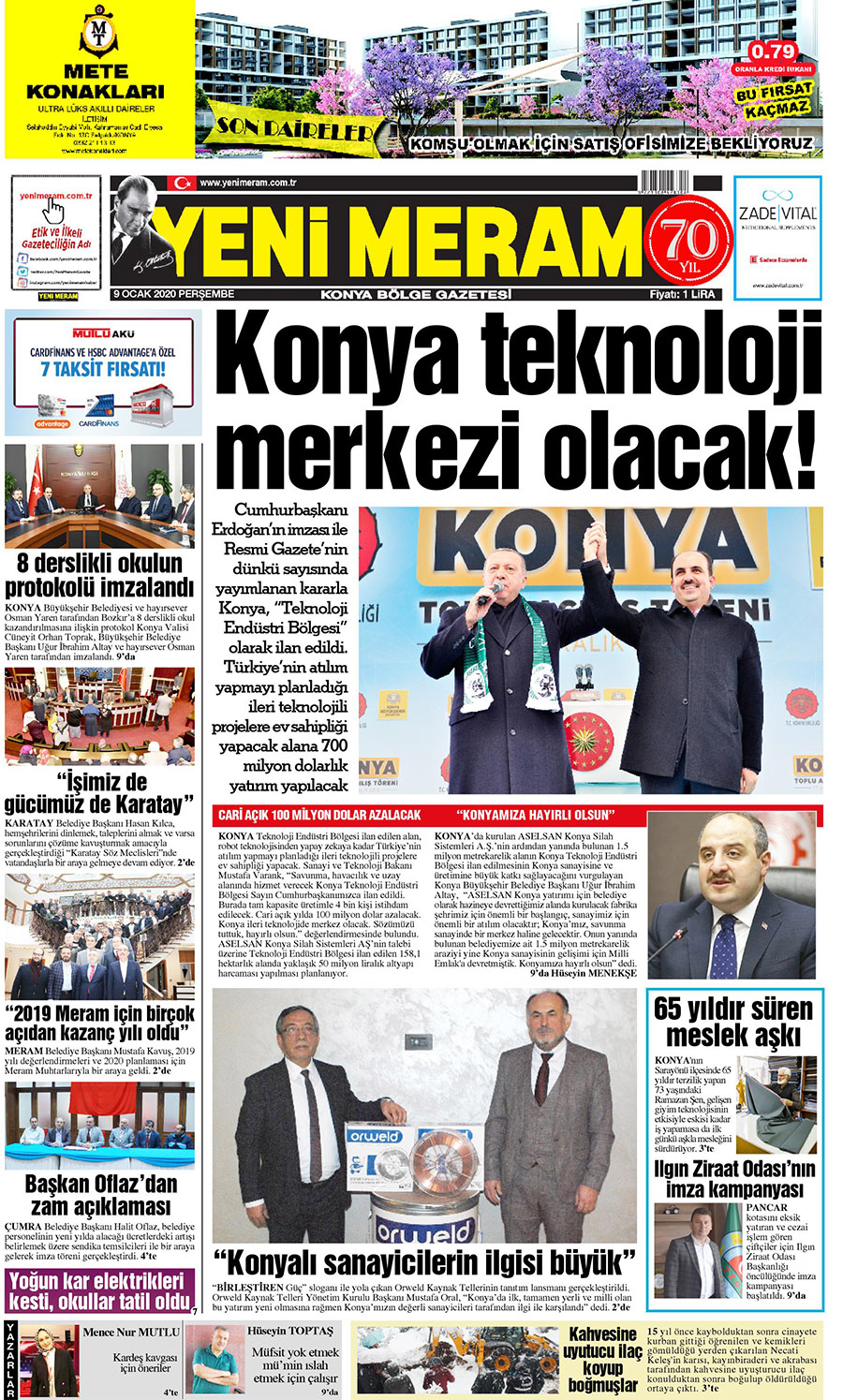 9 Ocak 2020 Yeni Meram Gazetesi