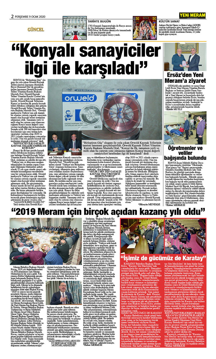 9 Ocak 2020 Yeni Meram Gazetesi