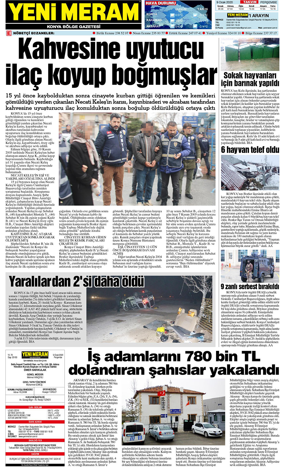 9 Ocak 2020 Yeni Meram Gazetesi