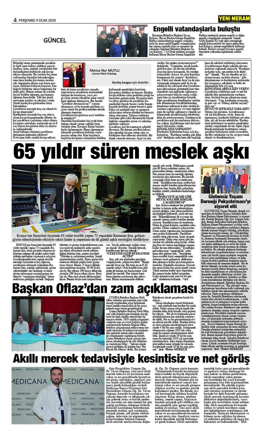 9 Ocak 2020 Yeni Meram Gazetesi