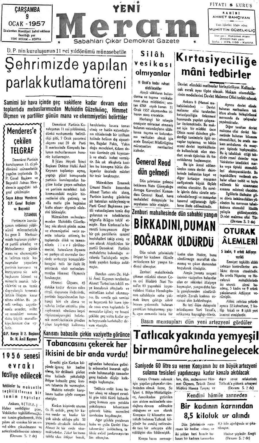 9 Ocak 2020 Yeni Meram Gazetesi