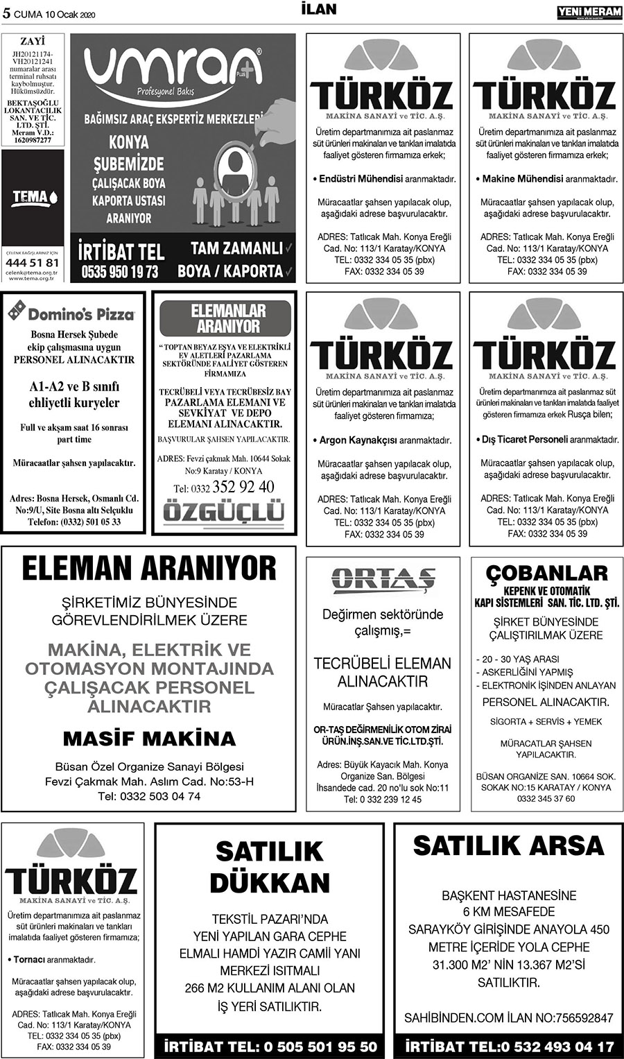 10 Ocak 2020 Yeni Meram Gazetesi