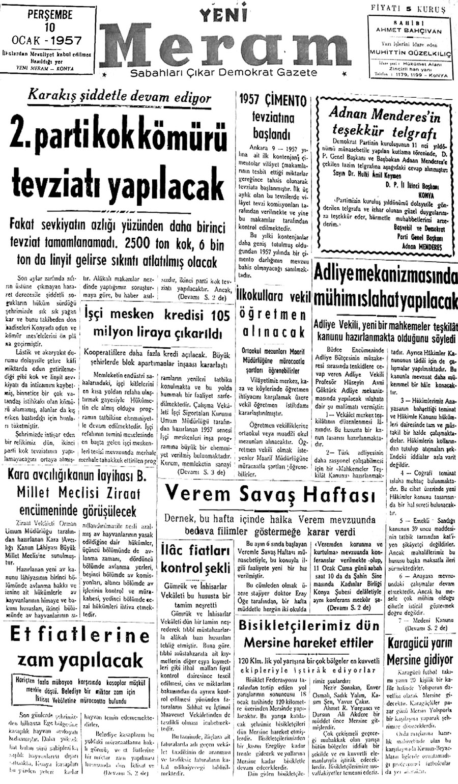 10 Ocak 2020 Yeni Meram Gazetesi