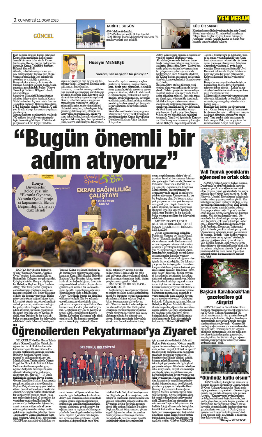 11 Ocak 2020 Yeni Meram Gazetesi