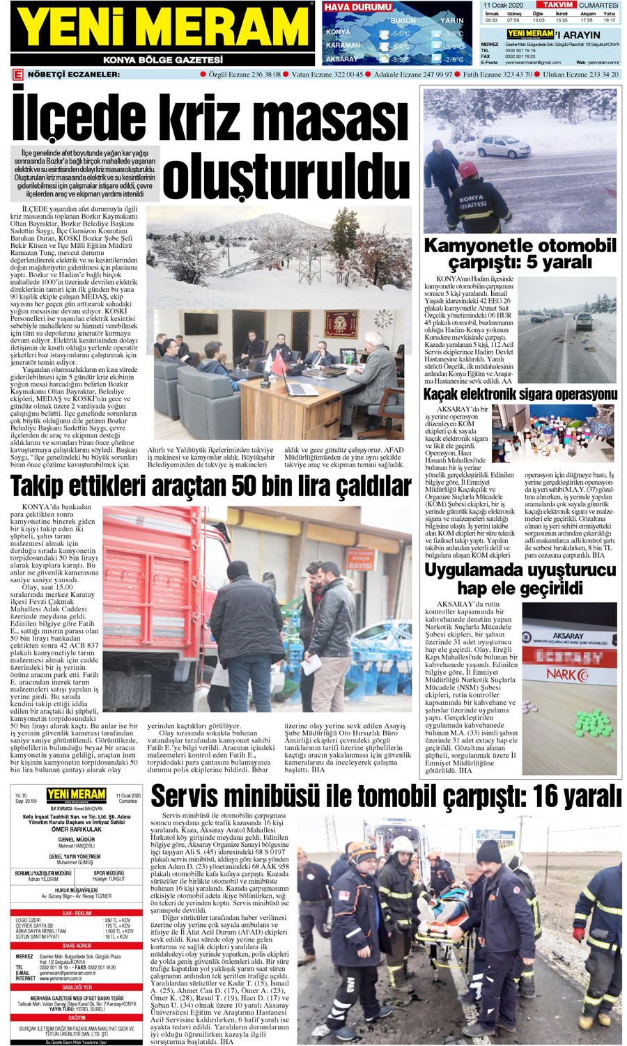 11 Ocak 2020 Yeni Meram Gazetesi