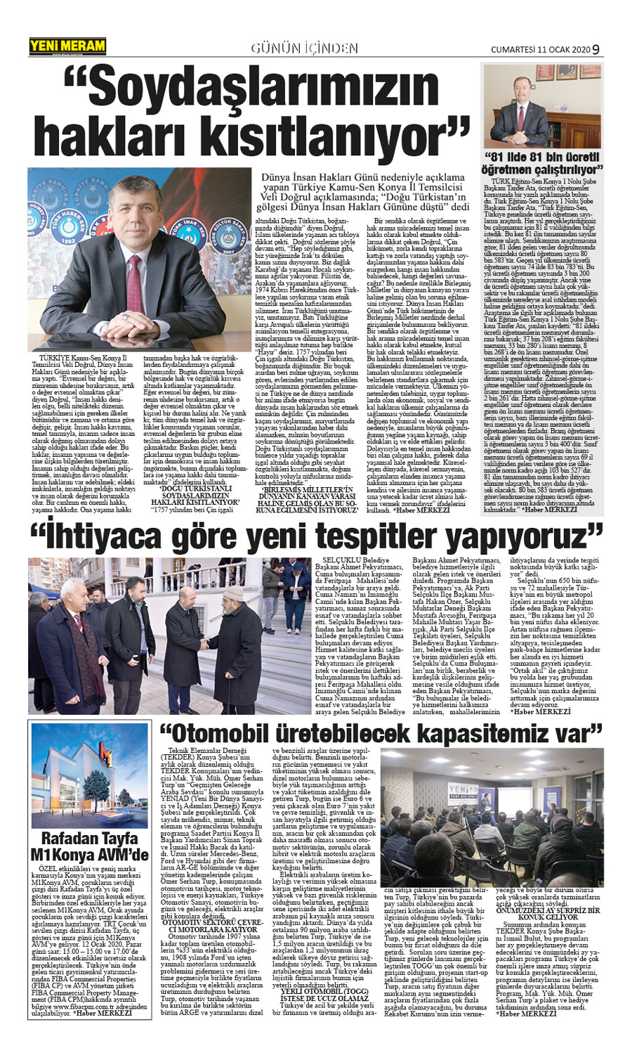 11 Ocak 2020 Yeni Meram Gazetesi