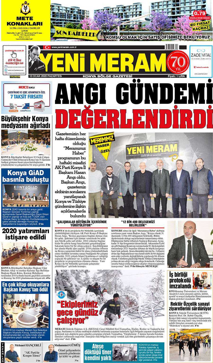 13 Ocak 2020 Yeni Meram Gazetesi