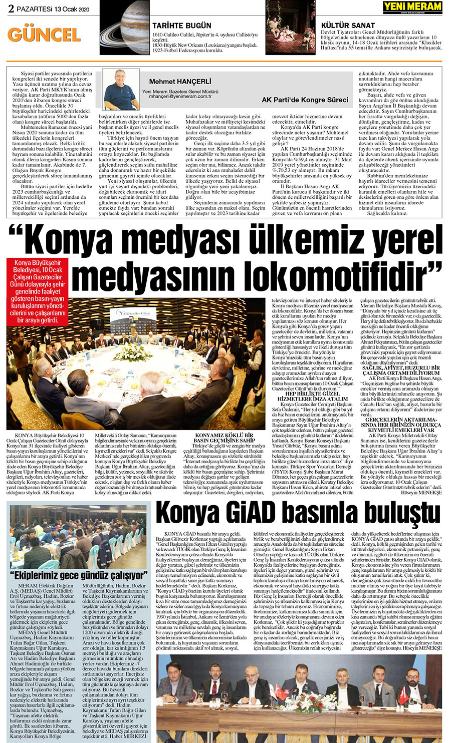 13 Ocak 2020 Yeni Meram Gazetesi