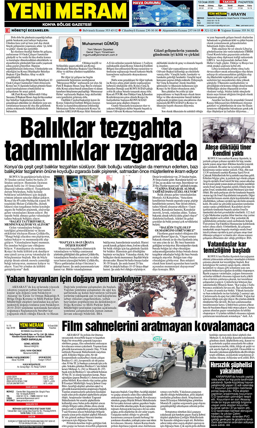 13 Ocak 2020 Yeni Meram Gazetesi