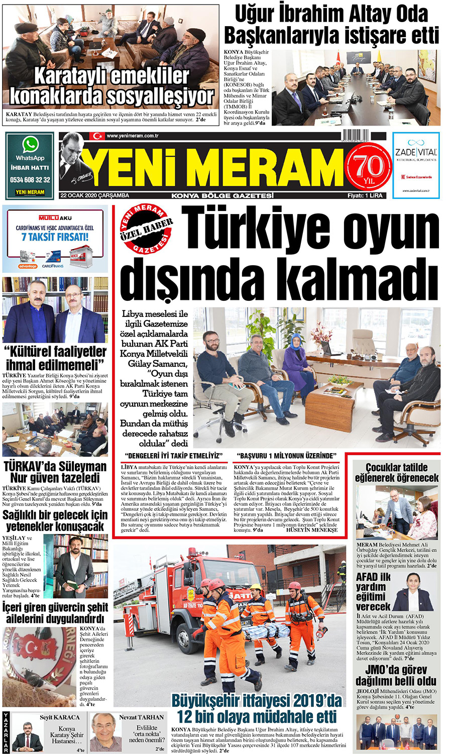 22 Ocak 2020 Yeni Meram Gazetesi