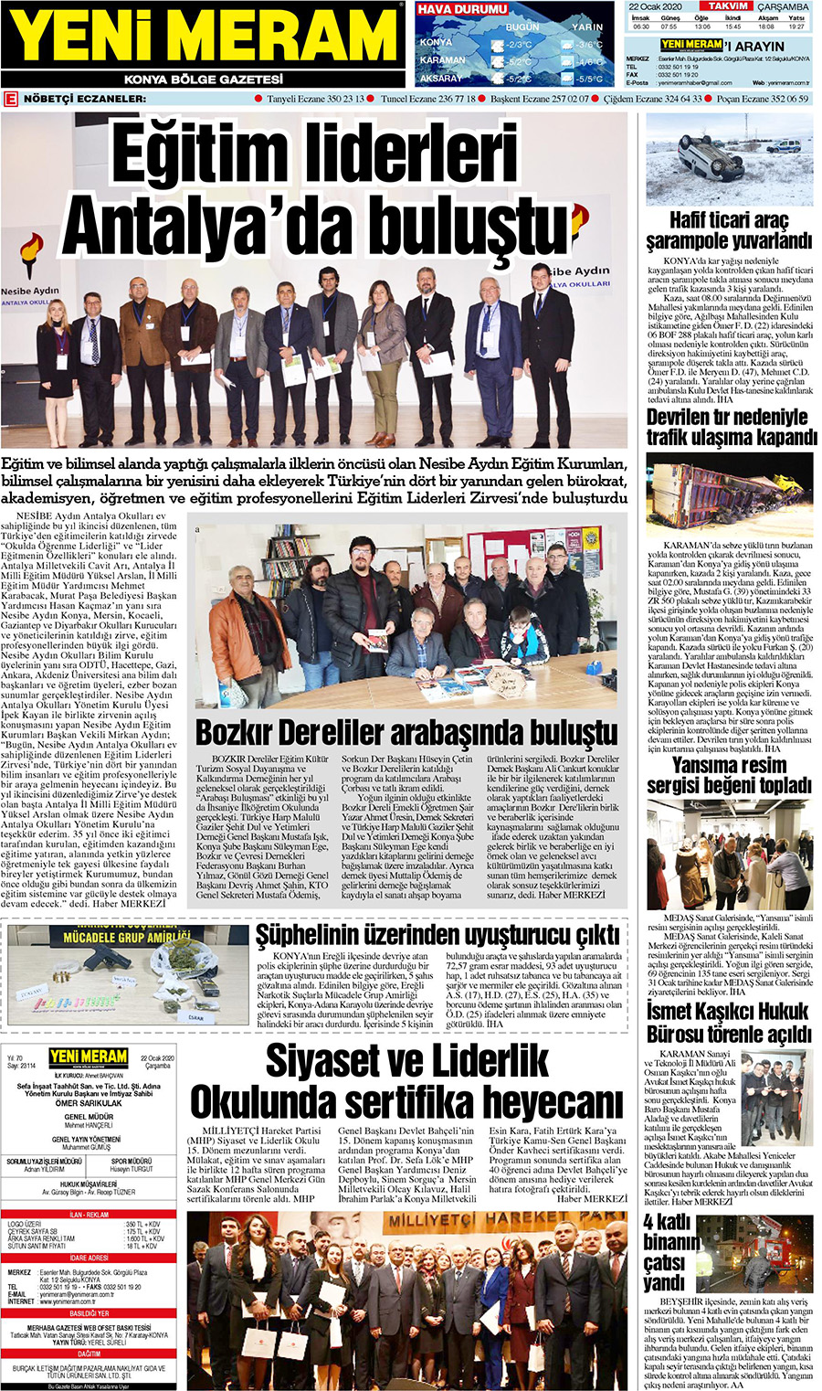 22 Ocak 2020 Yeni Meram Gazetesi