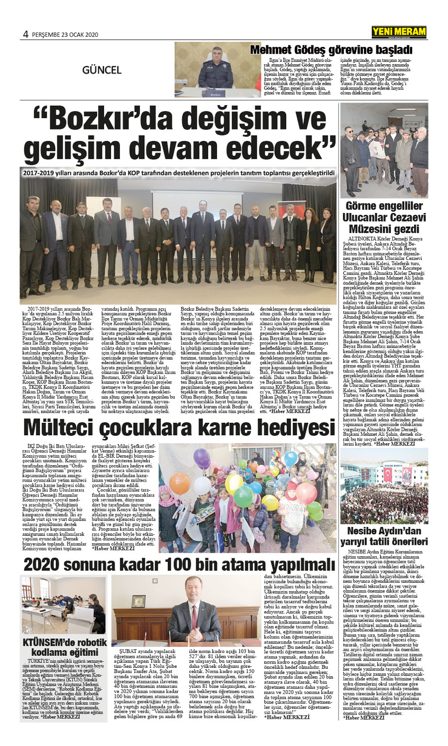 23 Ocak 2020 Yeni Meram Gazetesi