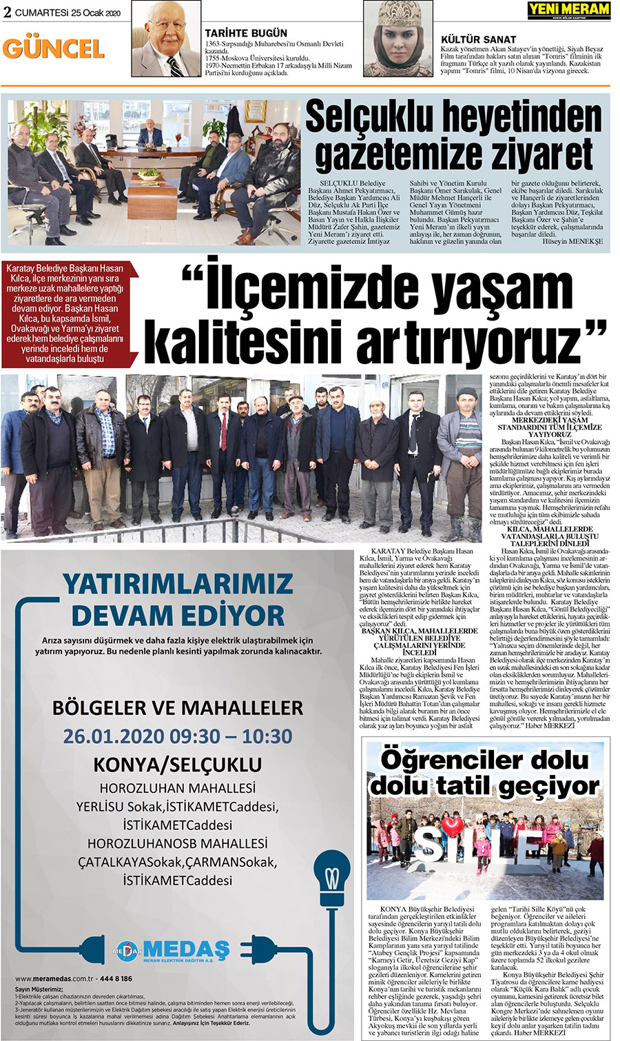 25 Ocak 2020 Yeni Meram Gazetesi