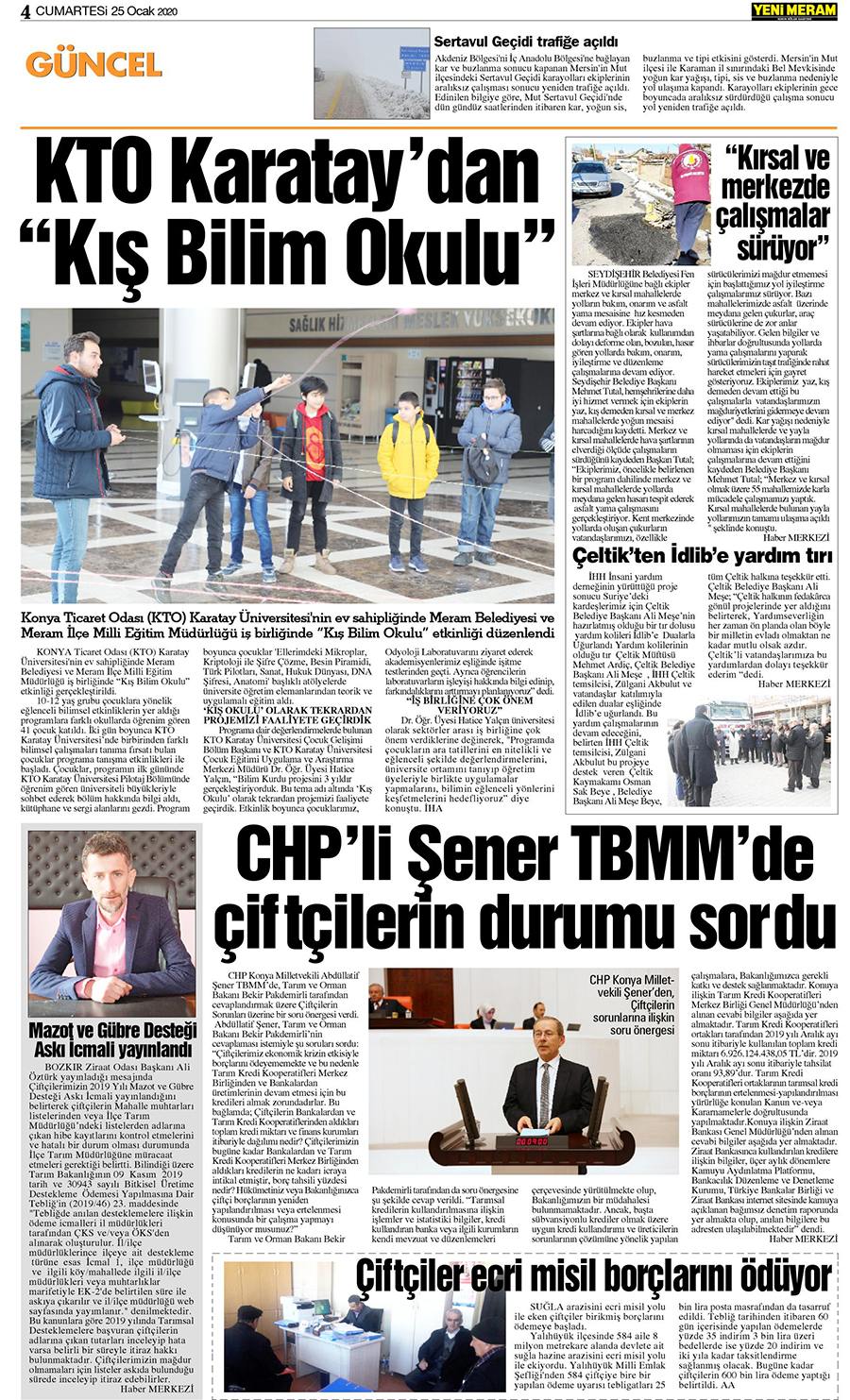 25 Ocak 2020 Yeni Meram Gazetesi