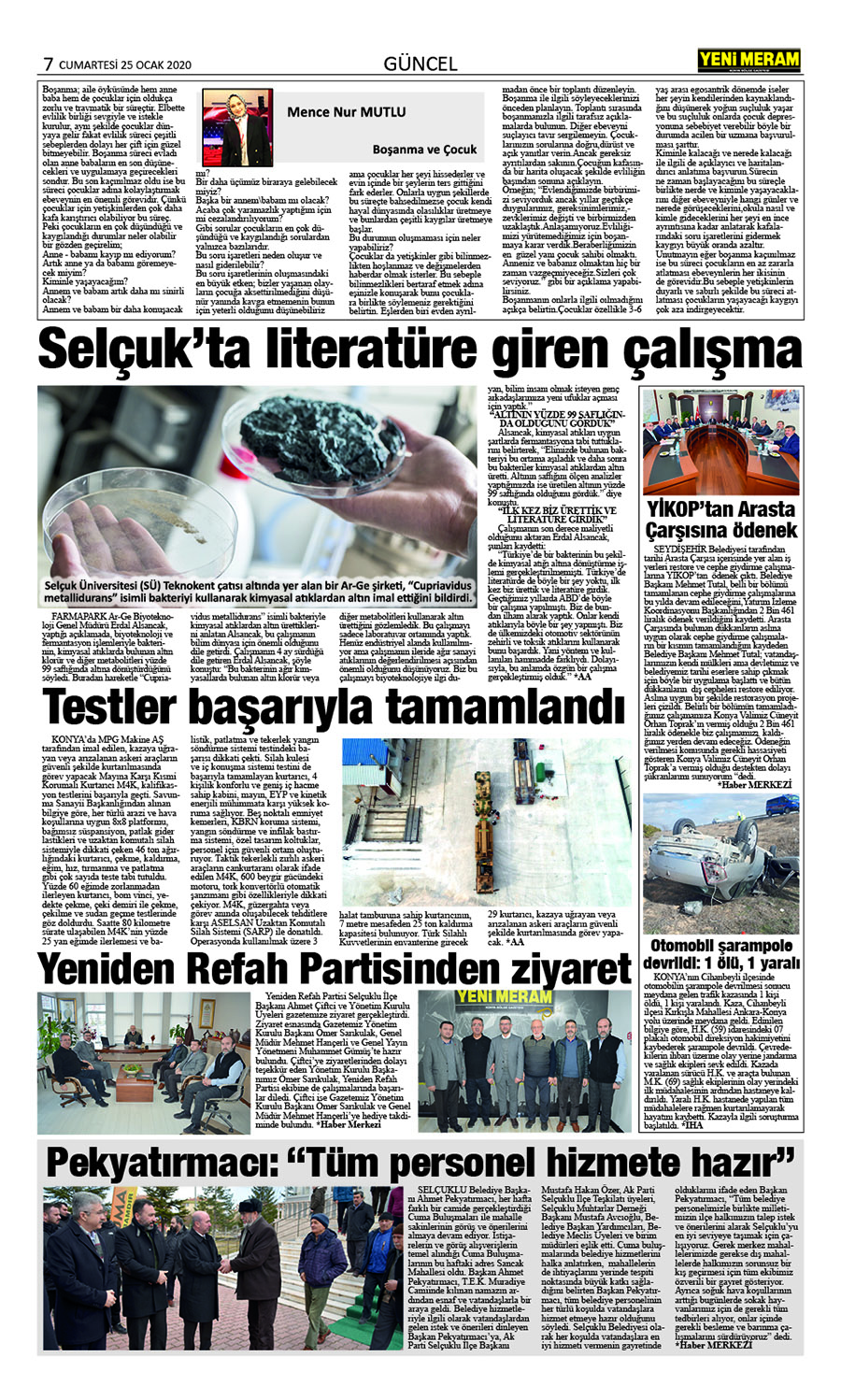 25 Ocak 2020 Yeni Meram Gazetesi