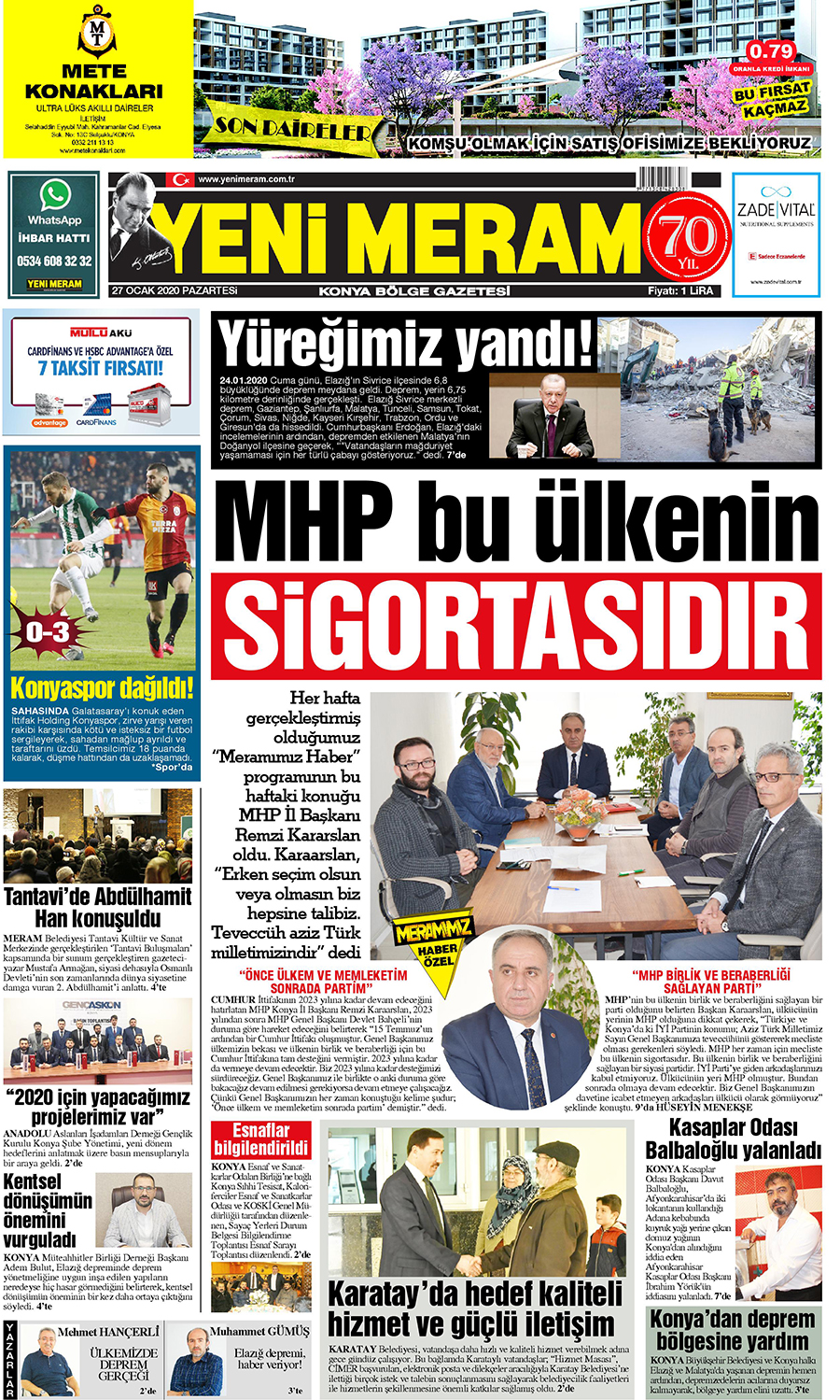 27 Ocak 2020 Yeni Meram Gazetesi