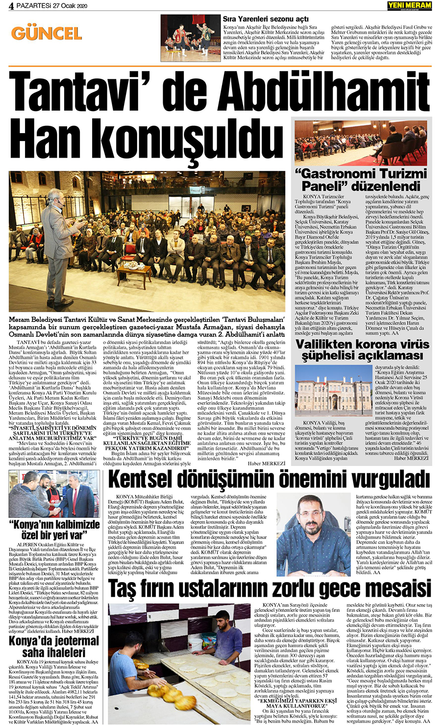 27 Ocak 2020 Yeni Meram Gazetesi