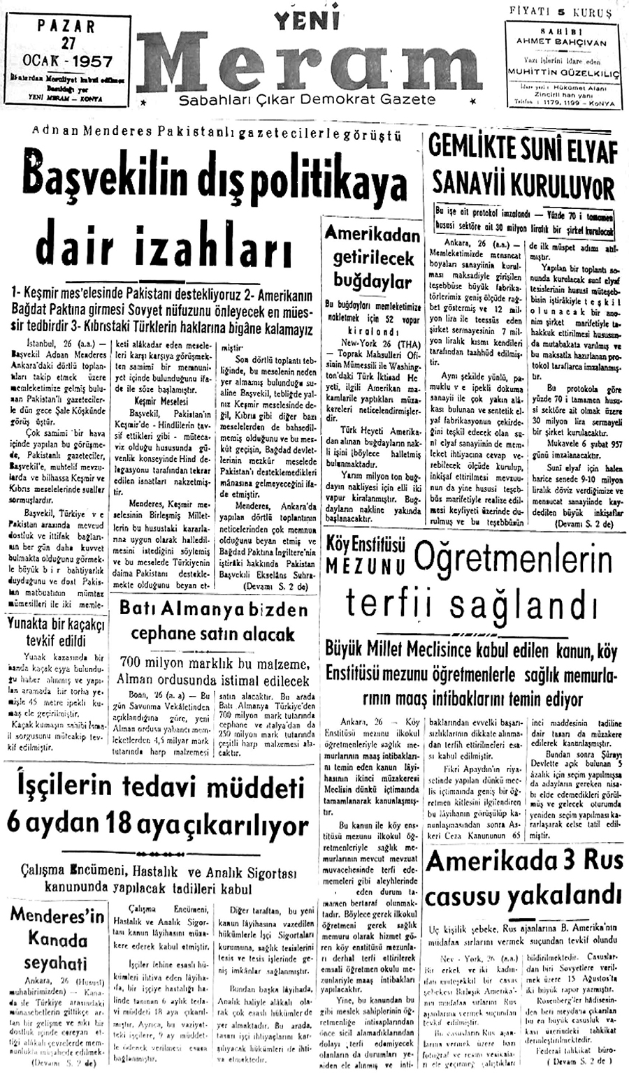 27 Ocak 2020 Yeni Meram Gazetesi