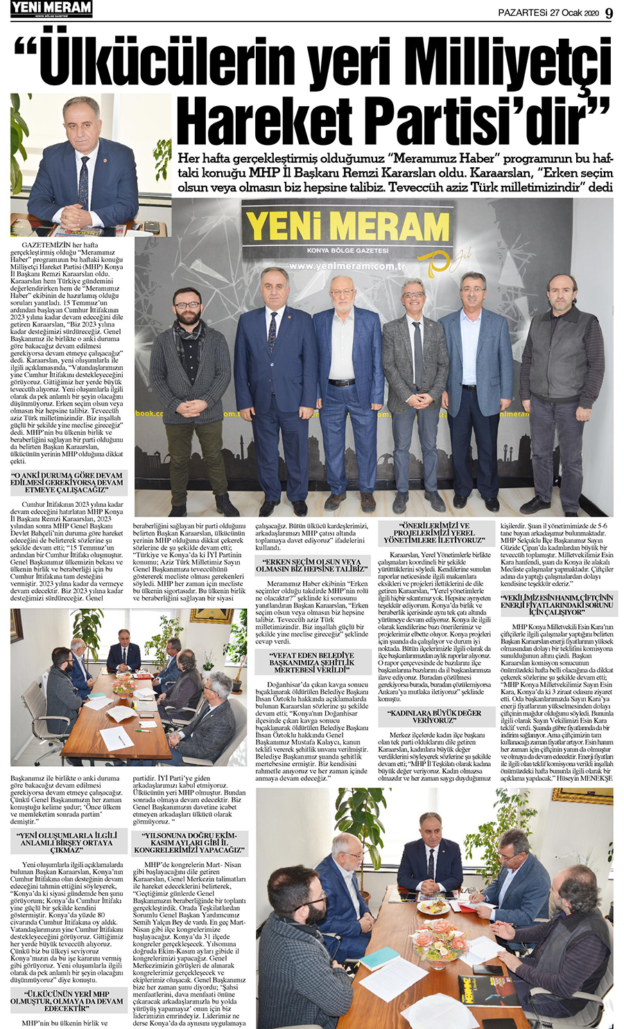 27 Ocak 2020 Yeni Meram Gazetesi