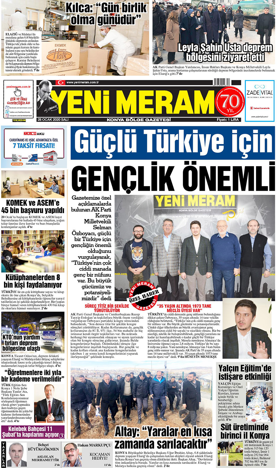 28 Ocak 2020 Yeni Meram Gazetesi