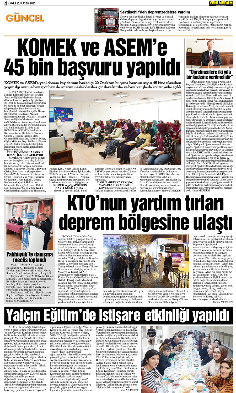 28 Ocak 2020 Yeni Meram Gazetesi