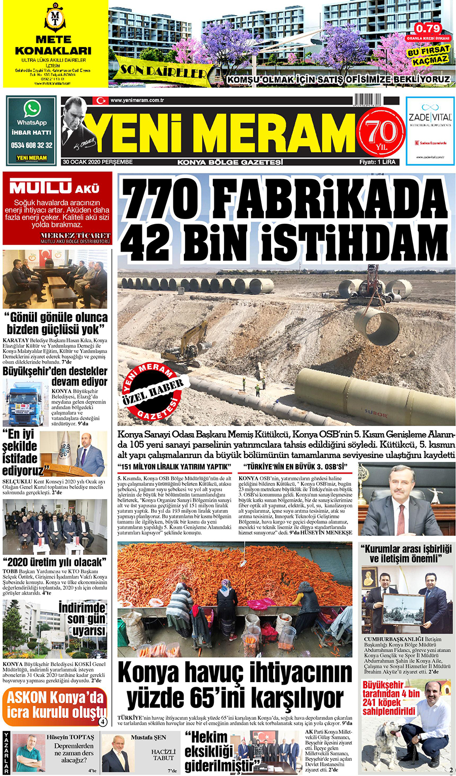 30 Ocak 2020 Yeni Meram Gazetesi