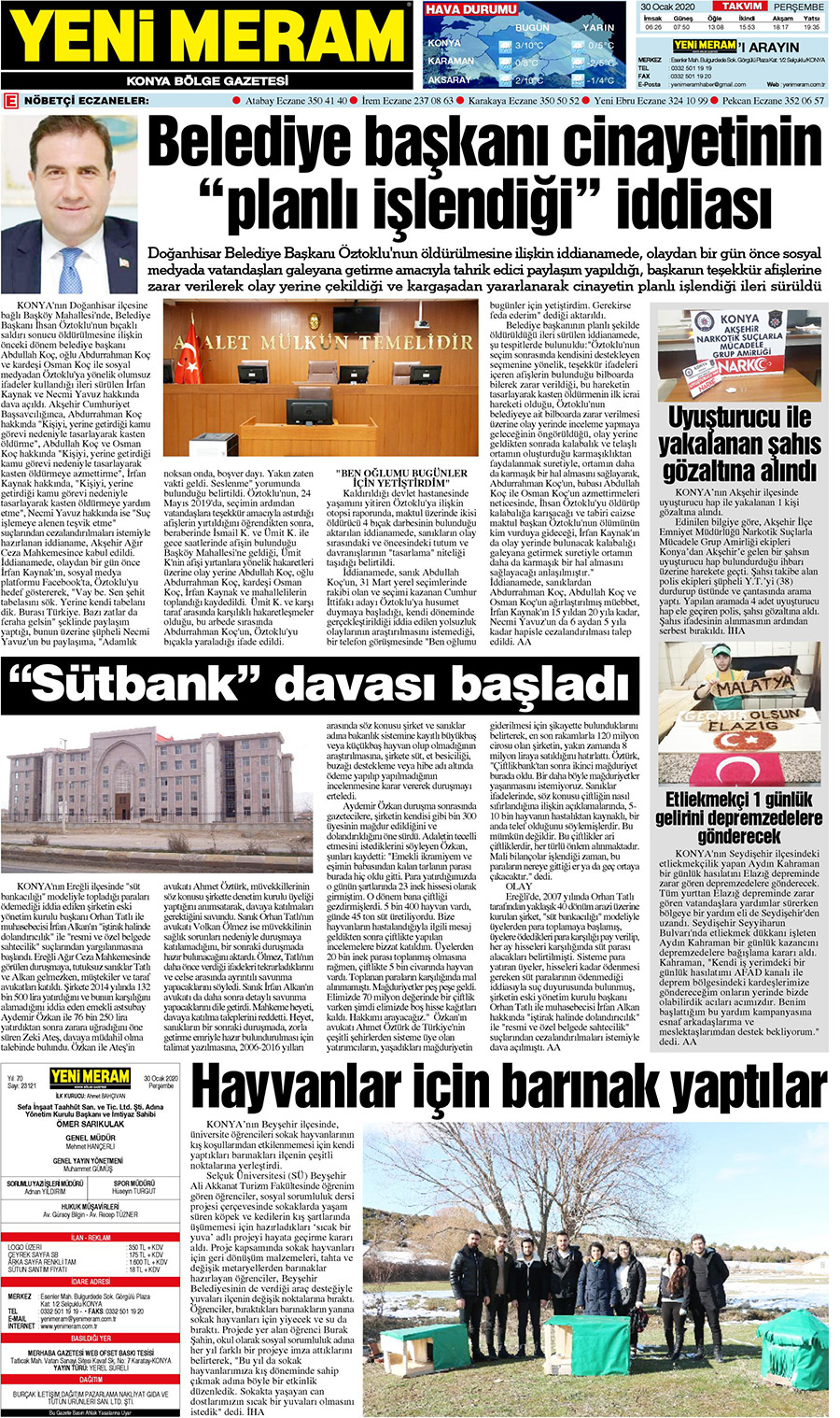 30 Ocak 2020 Yeni Meram Gazetesi