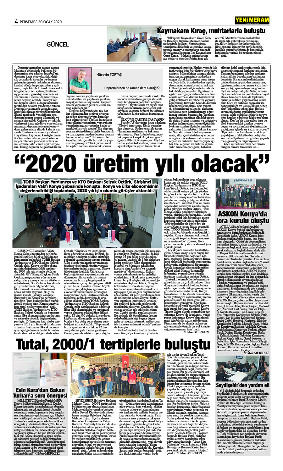 30 Ocak 2020 Yeni Meram Gazetesi