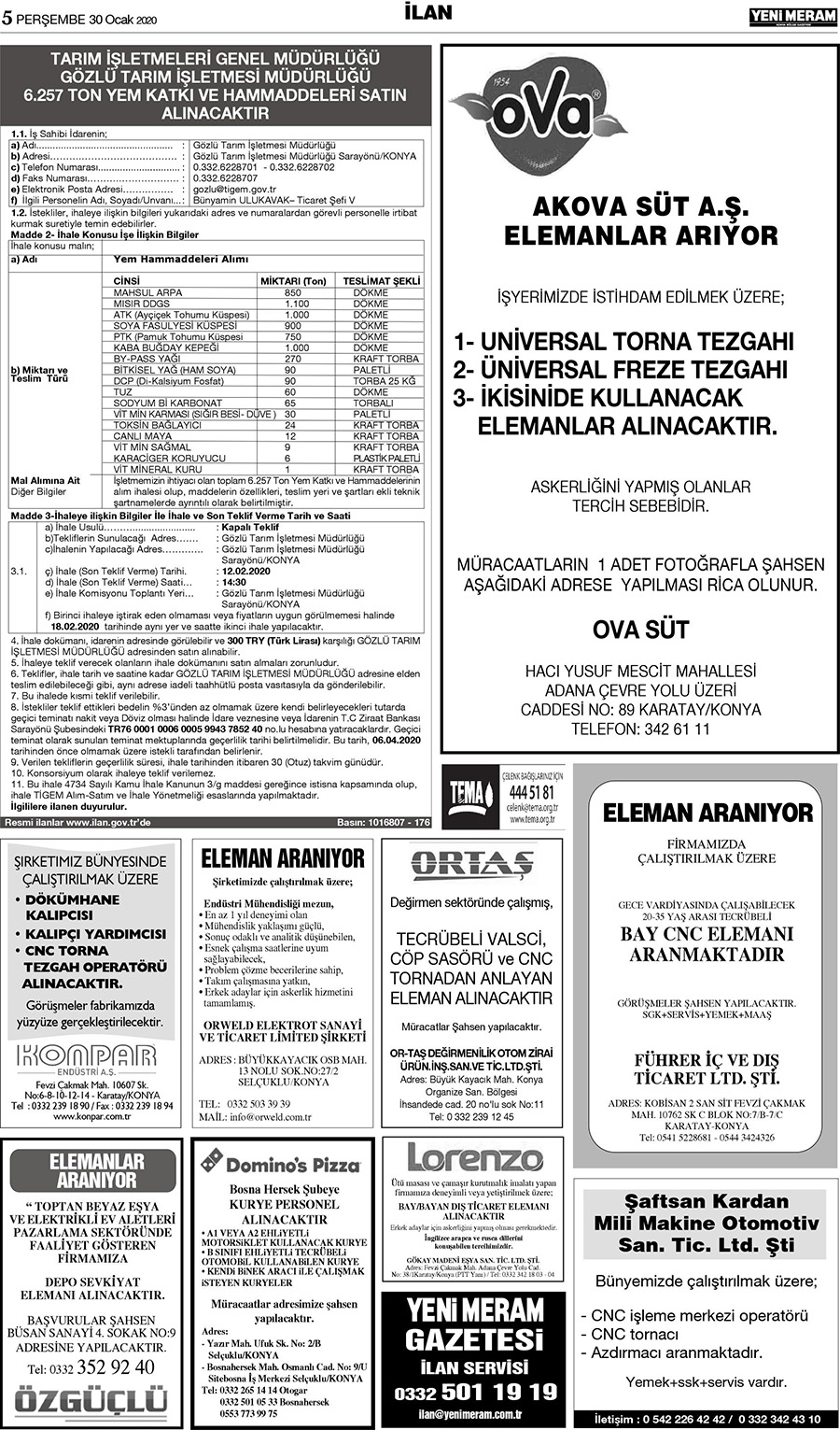 30 Ocak 2020 Yeni Meram Gazetesi