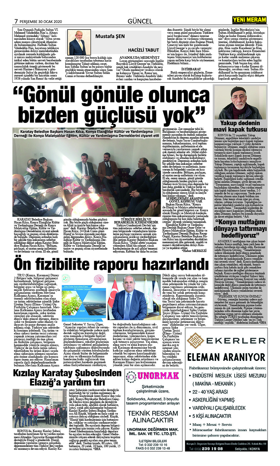 30 Ocak 2020 Yeni Meram Gazetesi