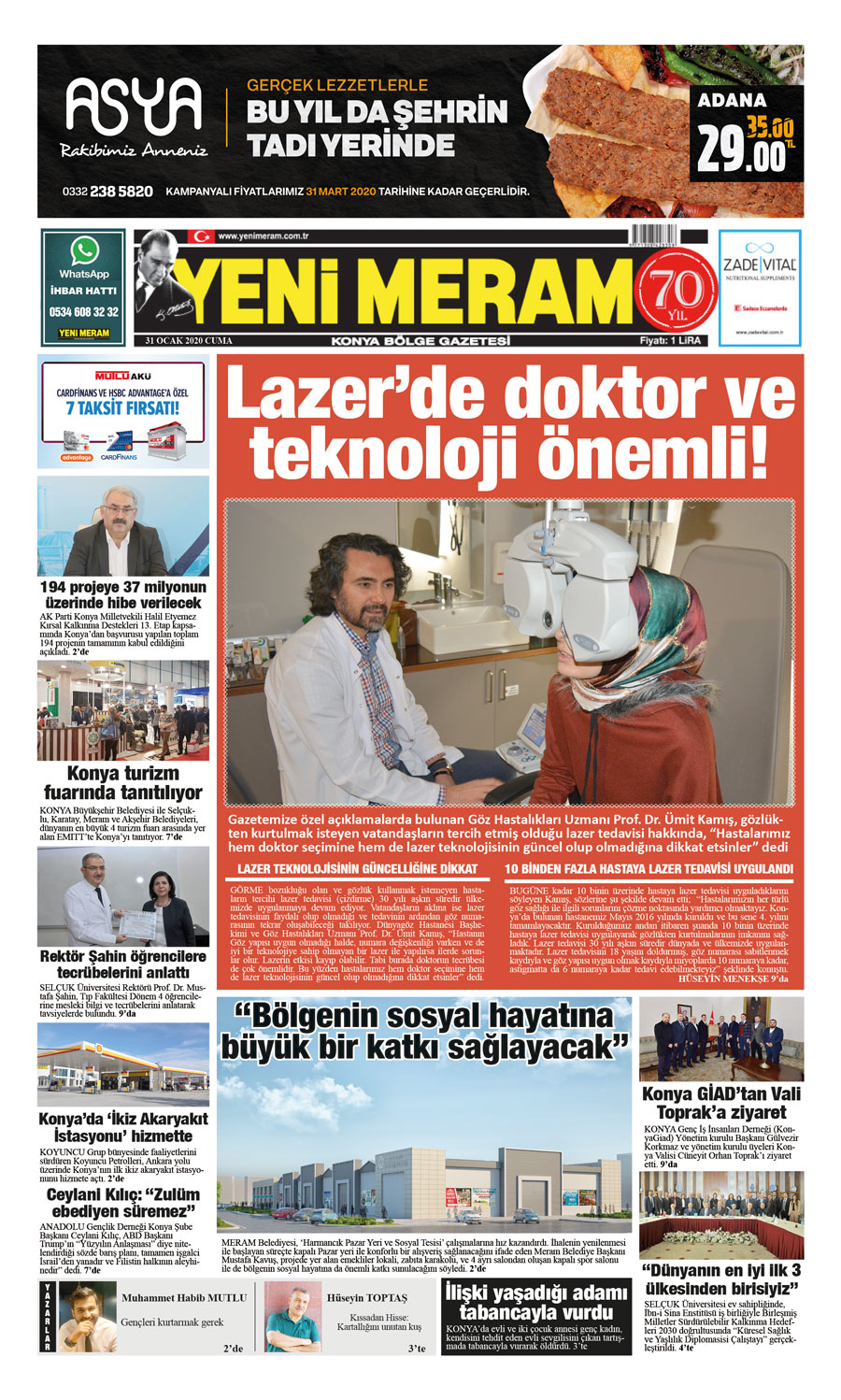 31 Ocak 2020 Yeni Meram Gazetesi