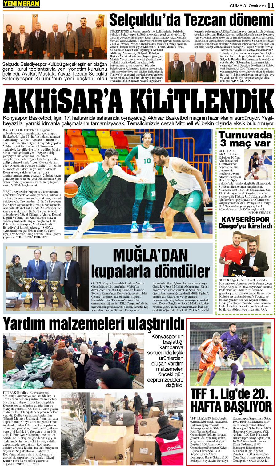 31 Ocak 2020 Yeni Meram Gazetesi