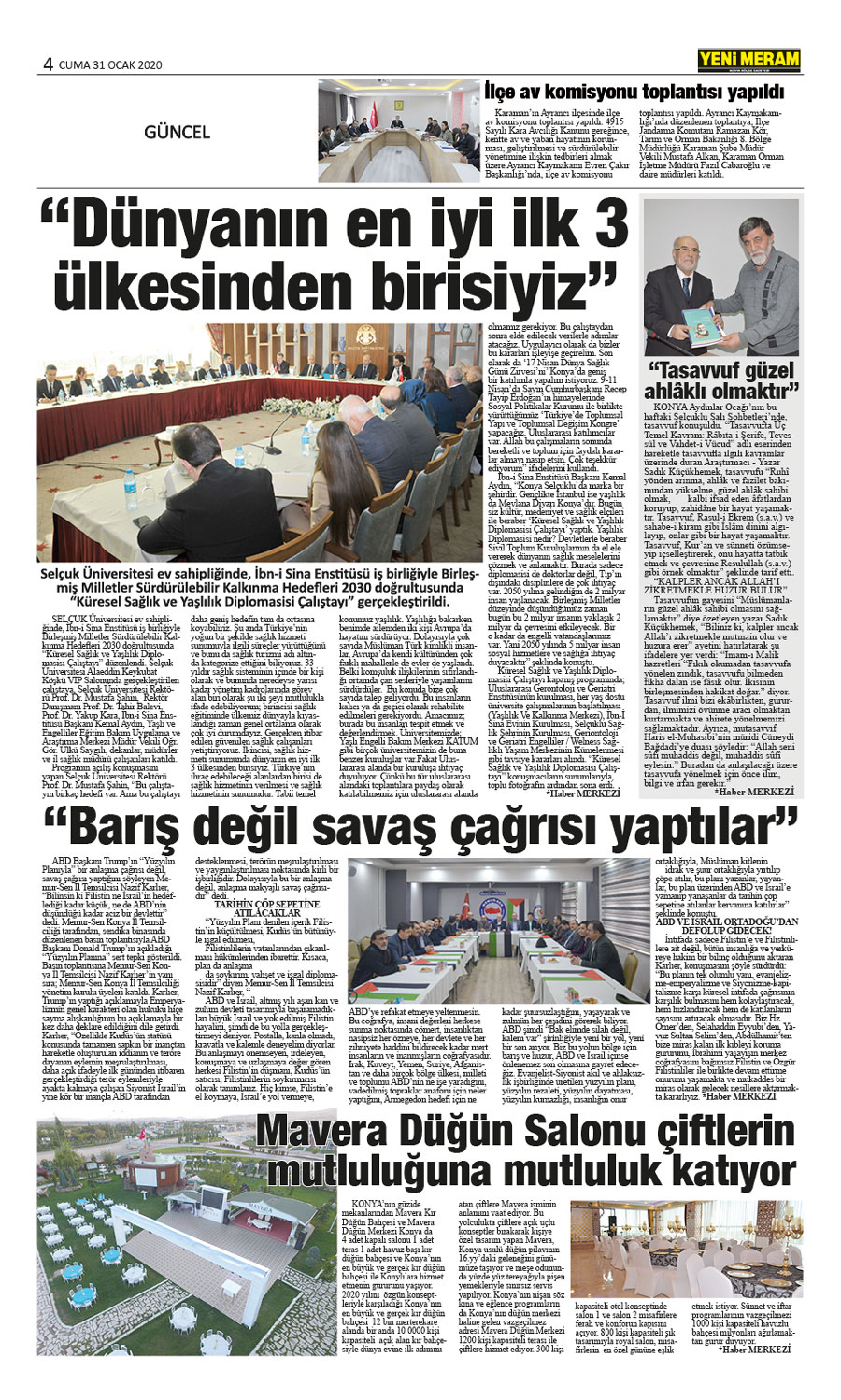 31 Ocak 2020 Yeni Meram Gazetesi