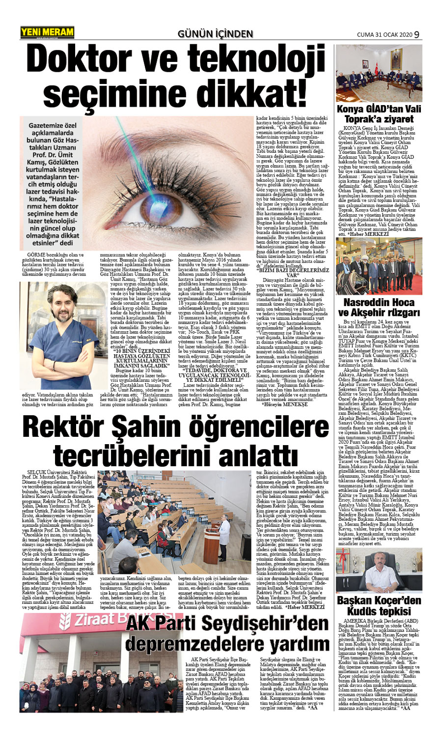 31 Ocak 2020 Yeni Meram Gazetesi