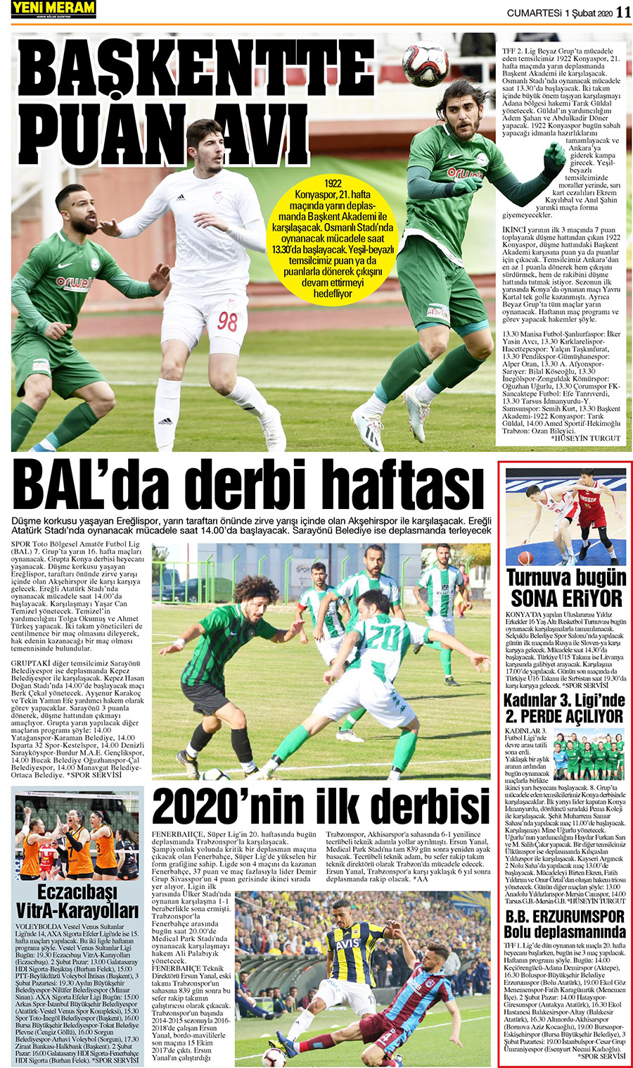 1 Şubat 2020 Yeni Meram Gazetesi