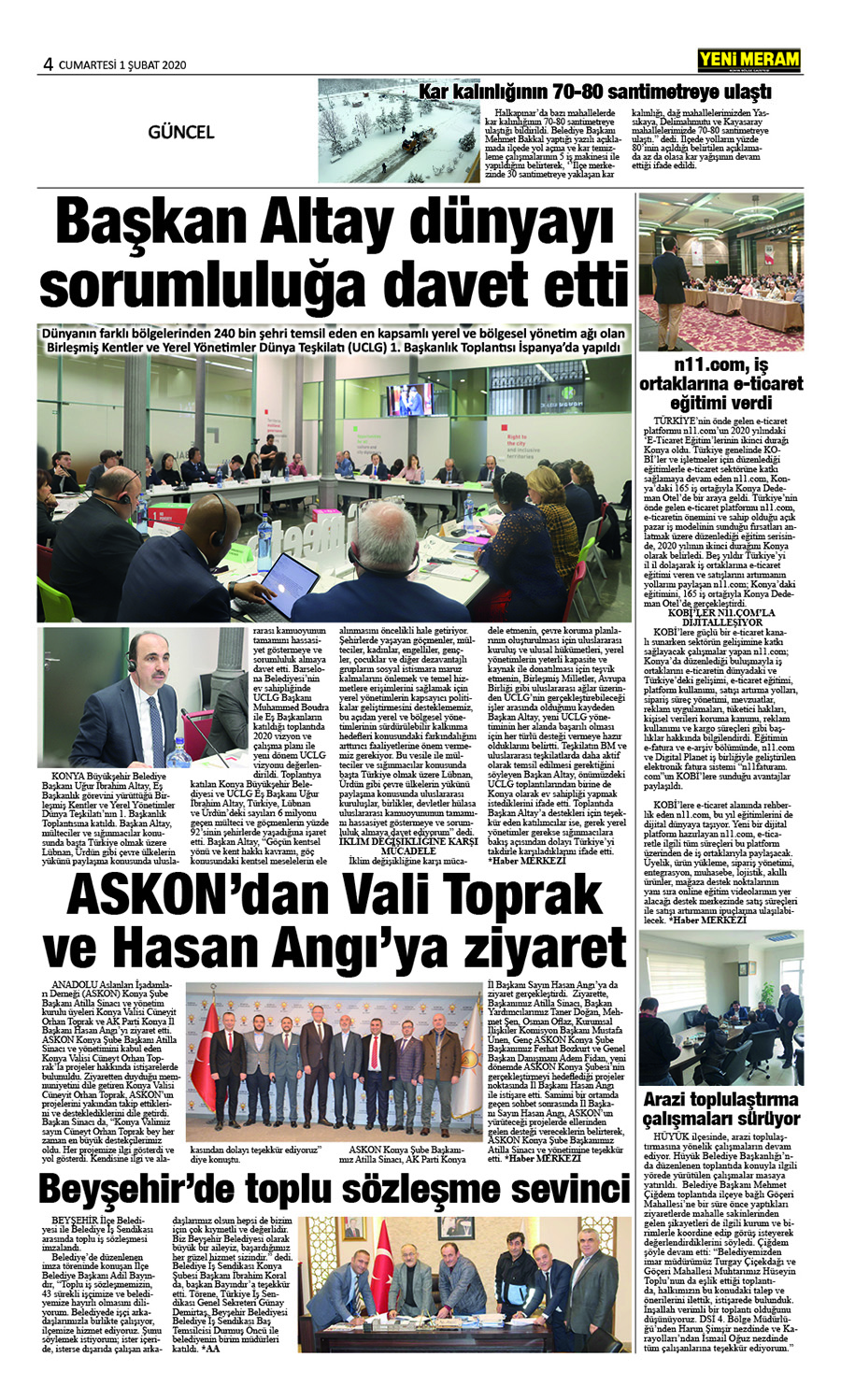 1 Şubat 2020 Yeni Meram Gazetesi