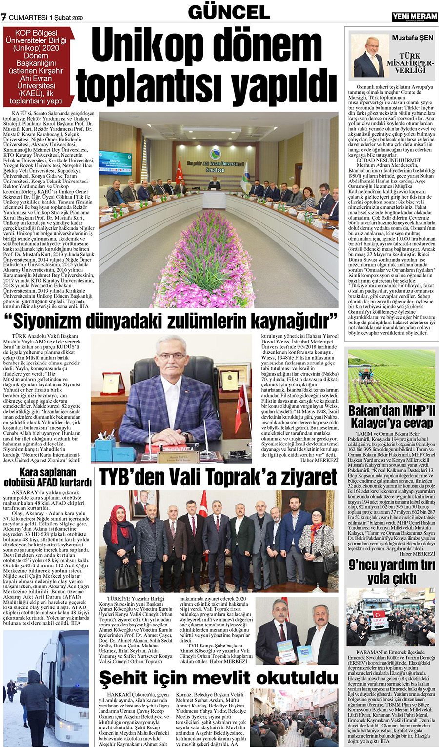 1 Şubat 2020 Yeni Meram Gazetesi