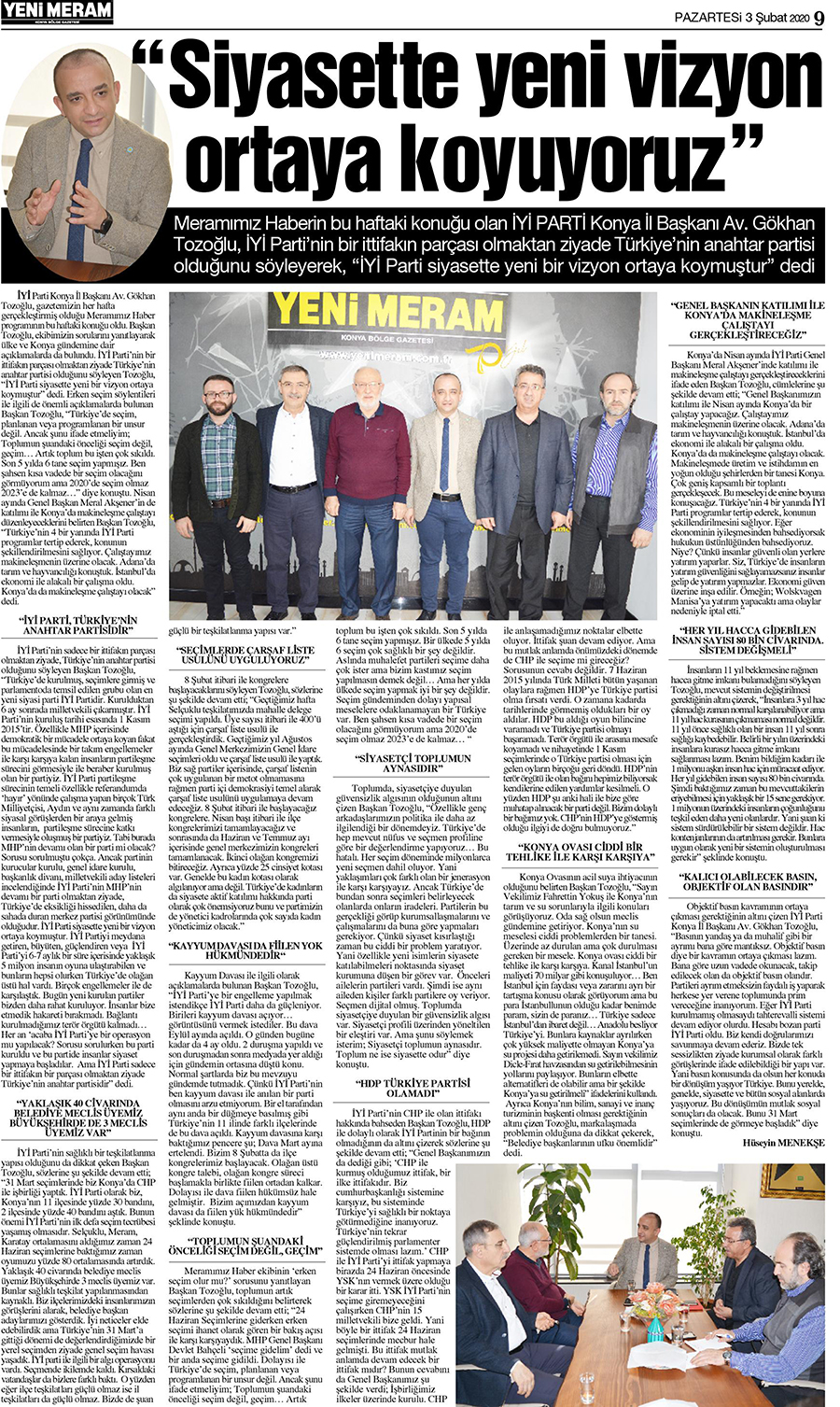 3 Şubat 2020 Yeni Meram Gazetesi