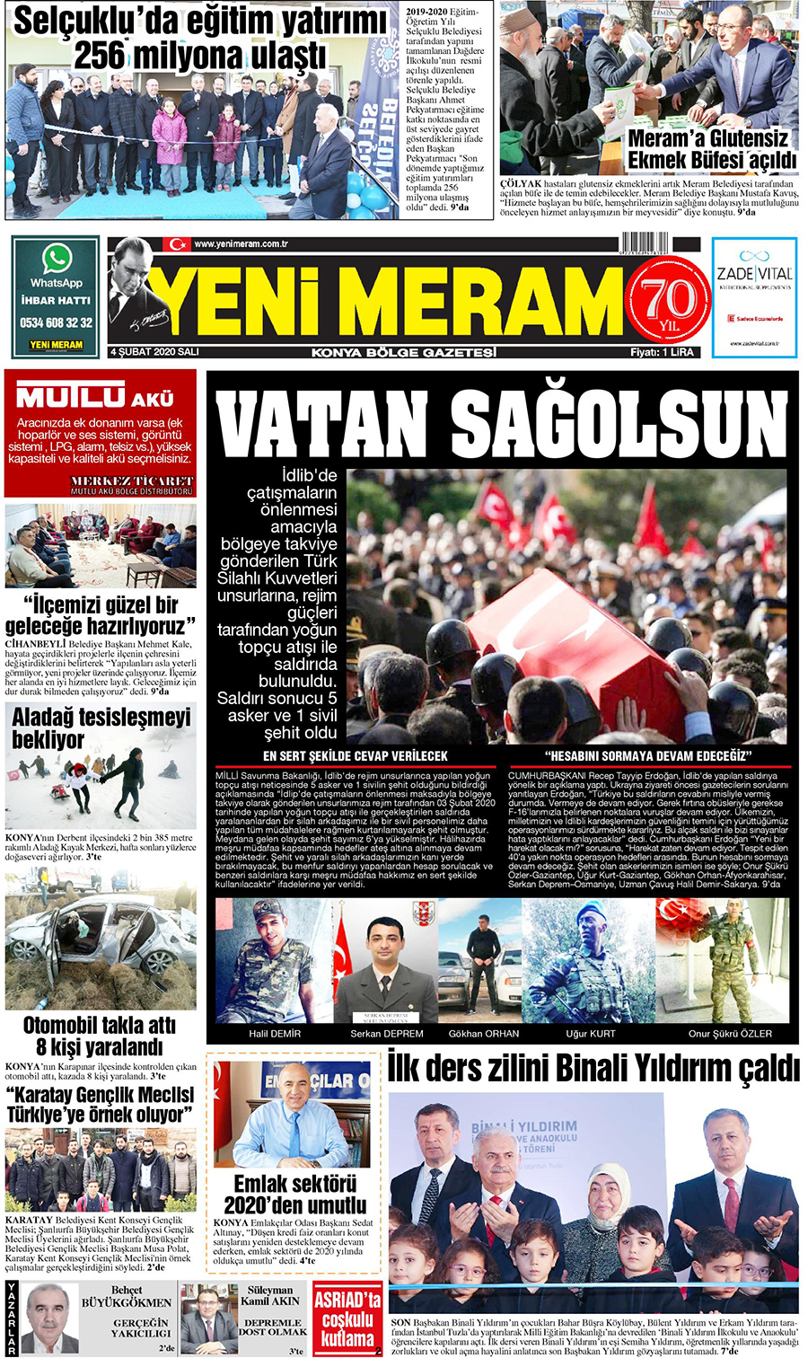 4 Şubat 2020 Yeni Meram Gazetesi