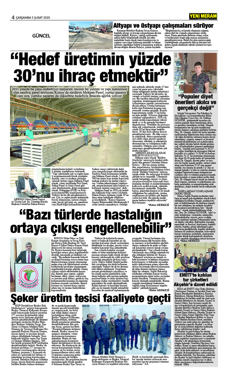 5 Şubat 2020 Yeni Meram Gazetesi