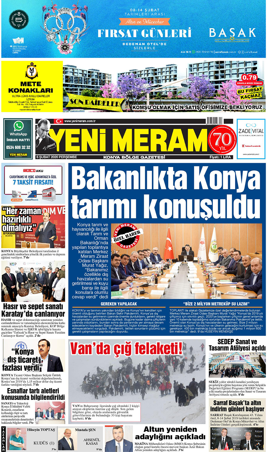 6 Şubat 2020 Yeni Meram Gazetesi