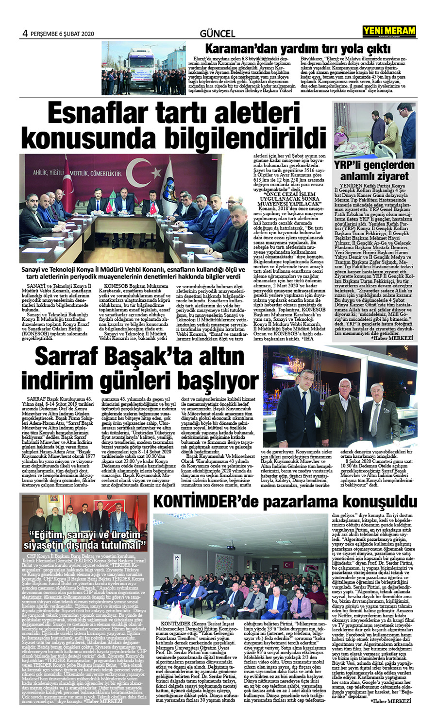 6 Şubat 2020 Yeni Meram Gazetesi